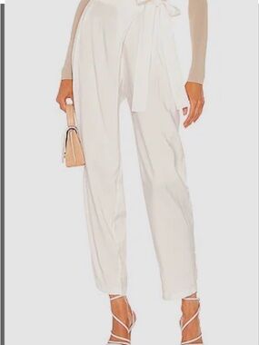 NONchalant Ivory High-Waist Tie-Waist Cropped Pants
